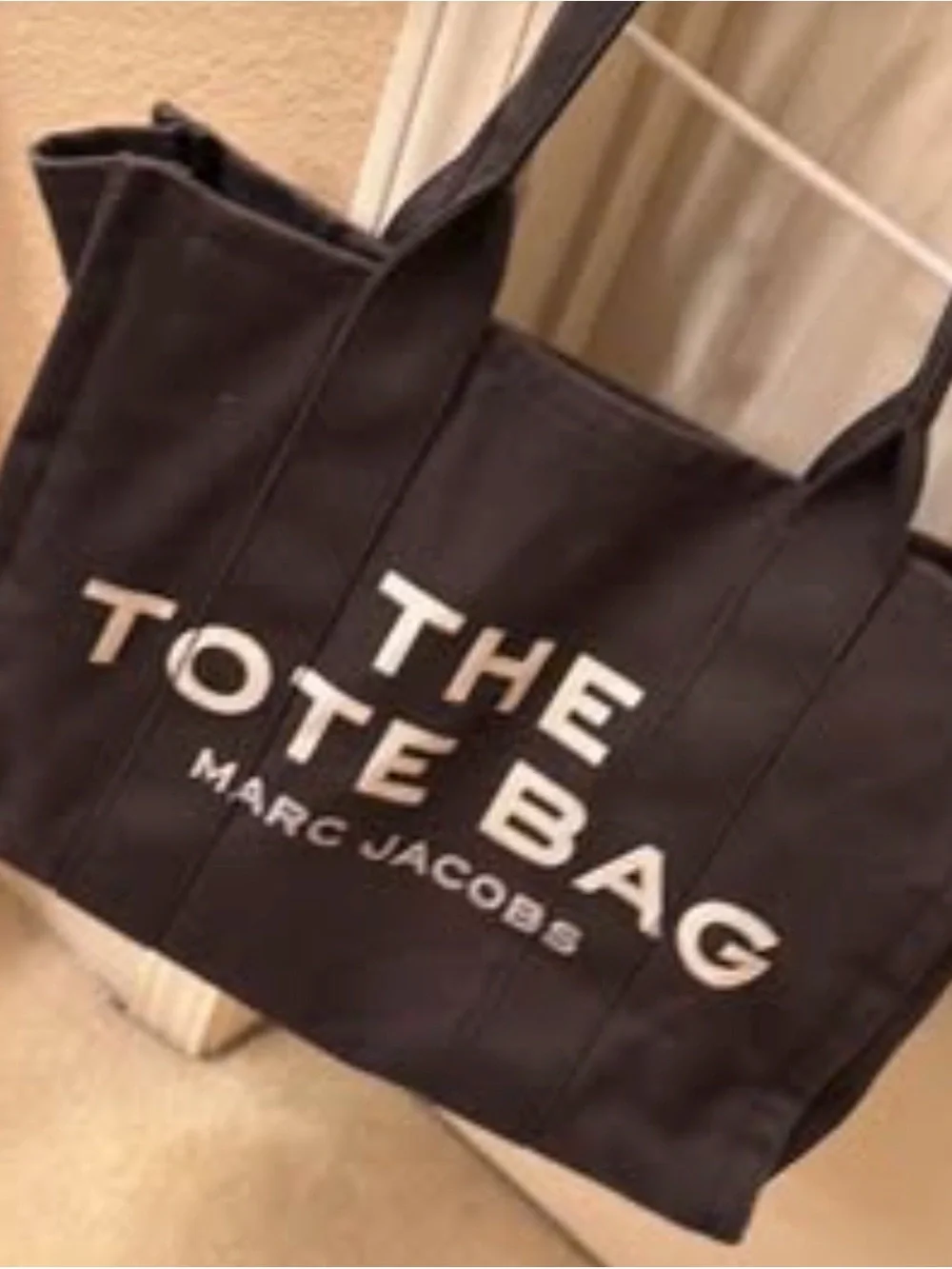 Marc Jacobs Black Canvas 'The Tote Bag' Logo Tote